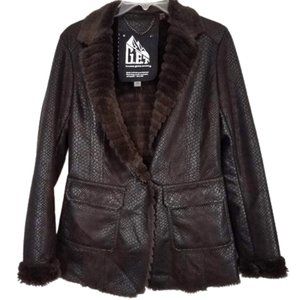G.E.T. Equipment General Technique Brown Faux Fur Coat Jacket - Women's XS